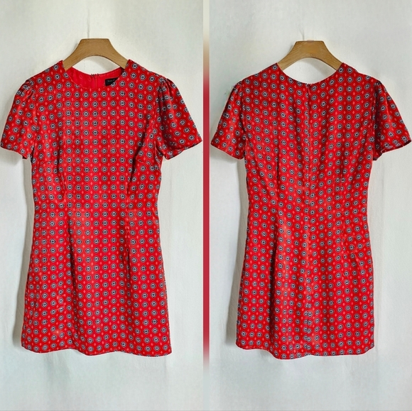 House of Harlow 1960 x Revolve Satin Red Geo Tile Delphine Mini Dress - Picture 9 of 16